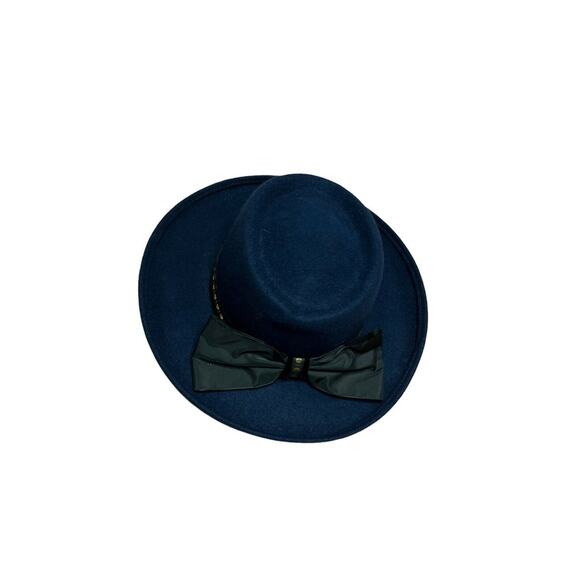 Vintage Fedora firm wool Life hat classic One size Blue Bow - Picture 1 of 9